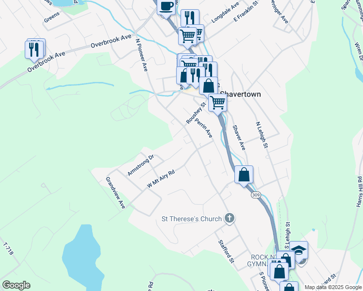 map of restaurants, bars, coffee shops, grocery stores, and more near 20 Cherry Street in Shavertown
