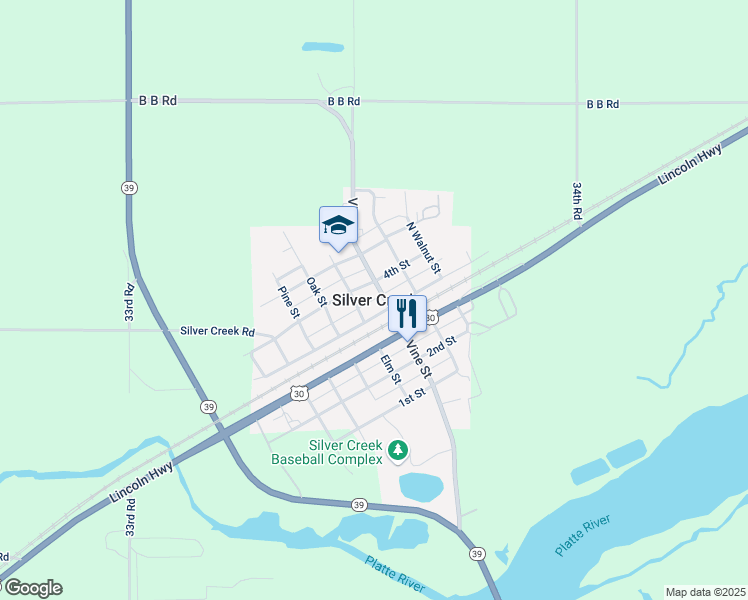 map of restaurants, bars, coffee shops, grocery stores, and more near in Silver Creek