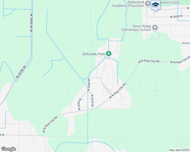 map of restaurants, bars, coffee shops, grocery stores, and more near 3468 Larkspur Lane in Plain City