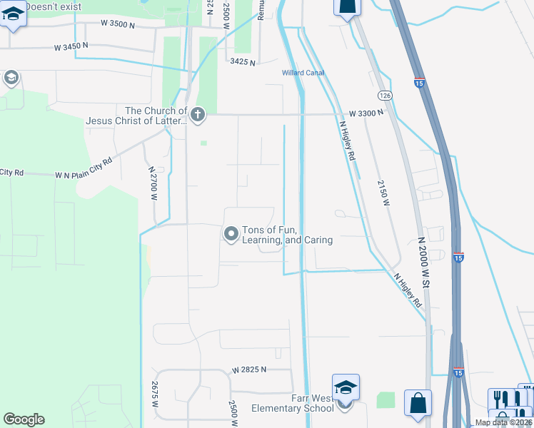 map of restaurants, bars, coffee shops, grocery stores, and more near 2375 West North Plain City Road in Farr West