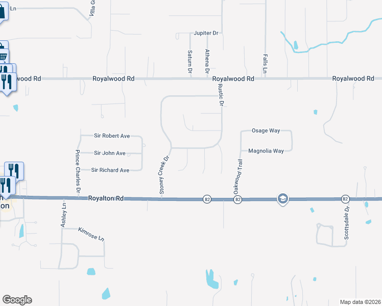 map of restaurants, bars, coffee shops, grocery stores, and more near 13911 Aspen Oval in North Royalton