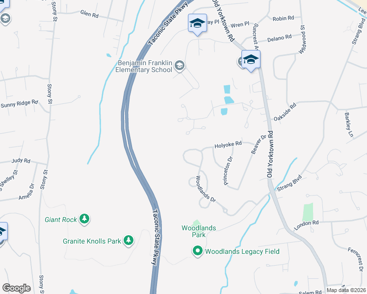 map of restaurants, bars, coffee shops, grocery stores, and more near 134 Ridgeview Lane in Yorktown Heights