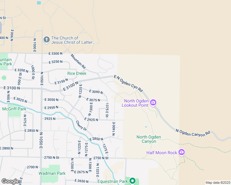 map of restaurants, bars, coffee shops, grocery stores, and more near 3032 North Mountain Road in North Ogden