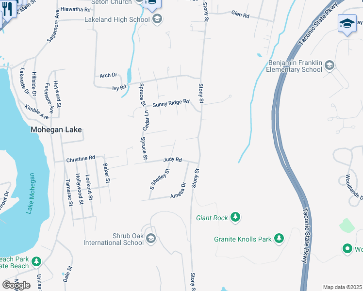 map of restaurants, bars, coffee shops, grocery stores, and more near 3293 Stoney Street in Mohegan Lake