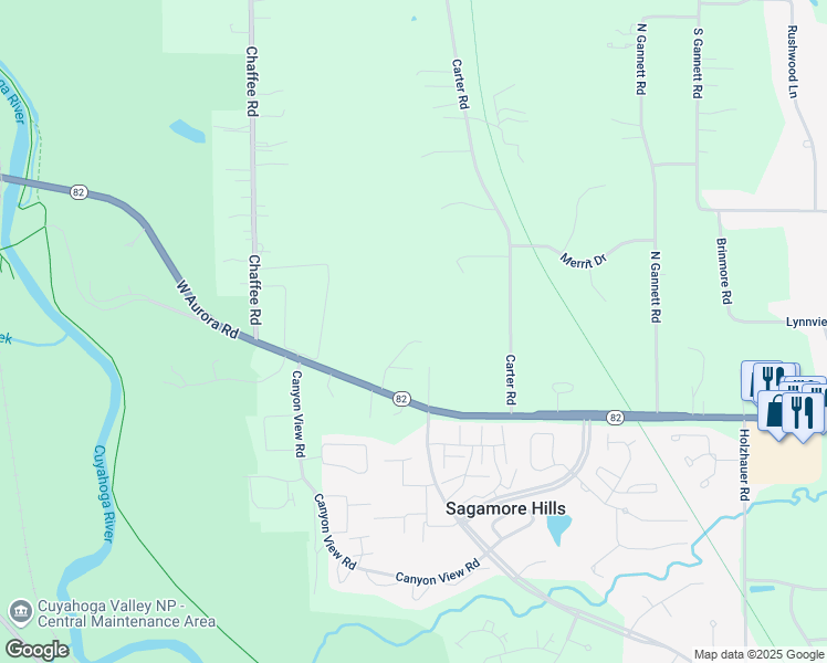 map of restaurants, bars, coffee shops, grocery stores, and more near 885 West Aurora Road in Northfield