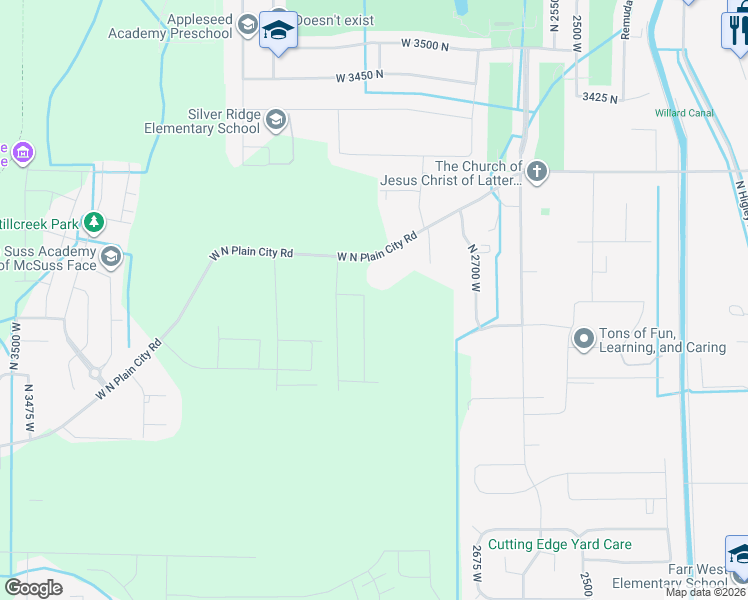 map of restaurants, bars, coffee shops, grocery stores, and more near 3222 North 2825 West in Weber County