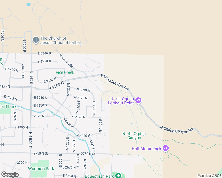 map of restaurants, bars, coffee shops, grocery stores, and more near 1443 East 3090 North in Harrisville