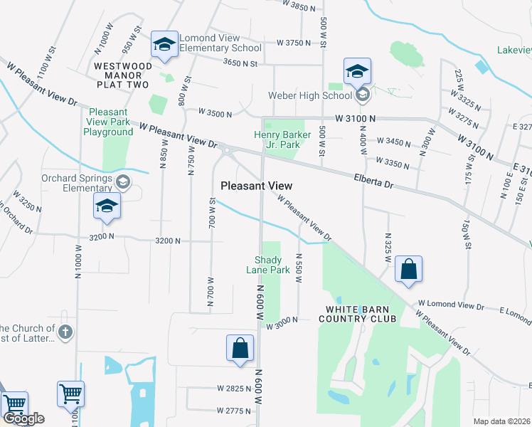 map of restaurants, bars, coffee shops, grocery stores, and more near 3264 600 West Street in Pleasant View
