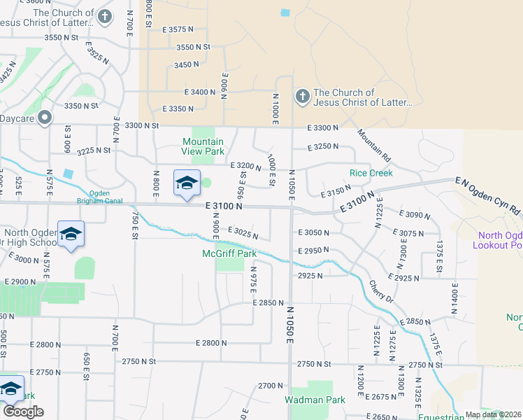 map of restaurants, bars, coffee shops, grocery stores, and more near 1000 East 3100 North in Ogden