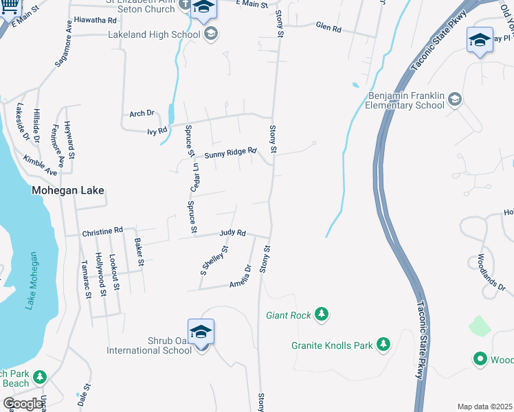 map of restaurants, bars, coffee shops, grocery stores, and more near 3293 Stoney Street in Mohegan Lake