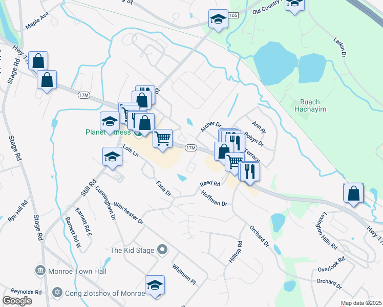 map of restaurants, bars, coffee shops, grocery stores, and more near 427 New York 17M in Monroe
