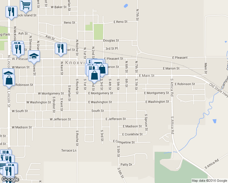 map of restaurants, bars, coffee shops, grocery stores, and more near 409 East Montgomery Street in Knoxville
