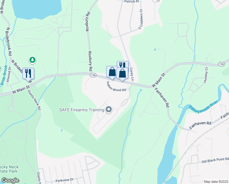 map of restaurants, bars, coffee shops, grocery stores, and more near 26 Indian Wood Road in East Lyme