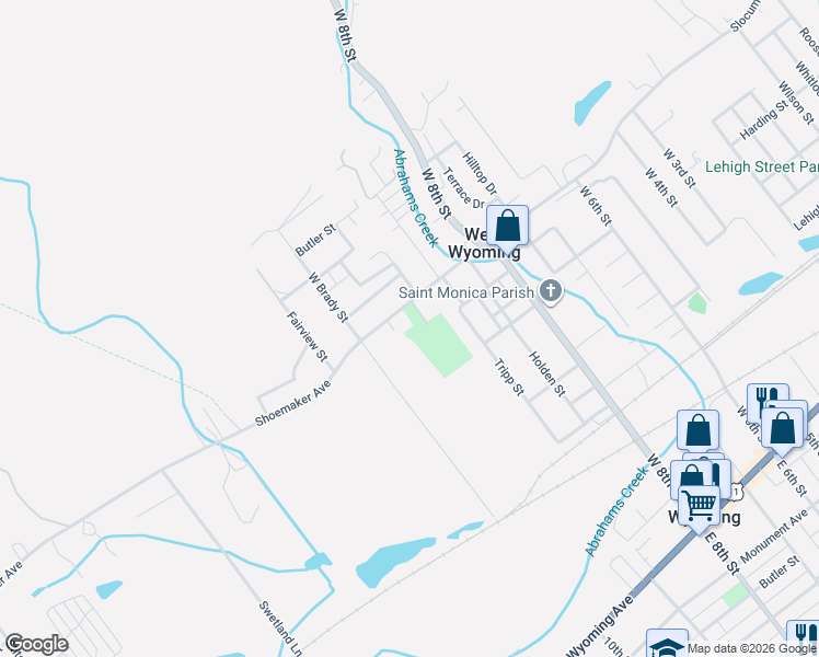 map of restaurants, bars, coffee shops, grocery stores, and more near 456 East Sperling Street in Wyoming