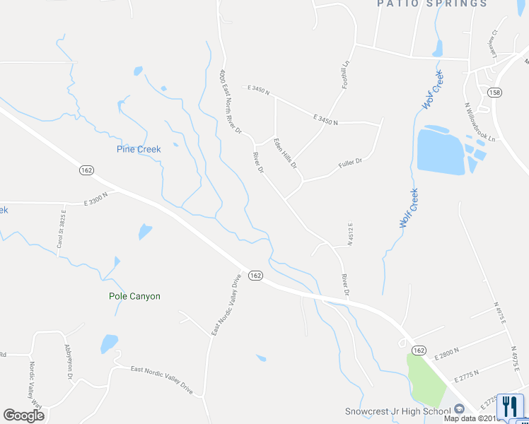 map of restaurants, bars, coffee shops, grocery stores, and more near 3260 North River Drive in Eden