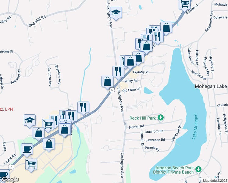 map of restaurants, bars, coffee shops, grocery stores, and more near 3263 East Main Street in Mohegan Lake