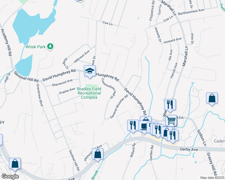 map of restaurants, bars, coffee shops, grocery stores, and more near 14 Commodore Hull Drive in Derby