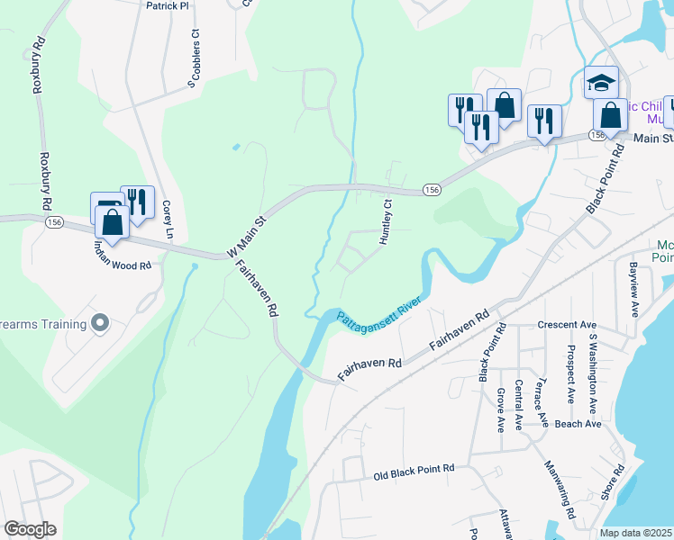 map of restaurants, bars, coffee shops, grocery stores, and more near 3 Sunnieside Drive in East Lyme