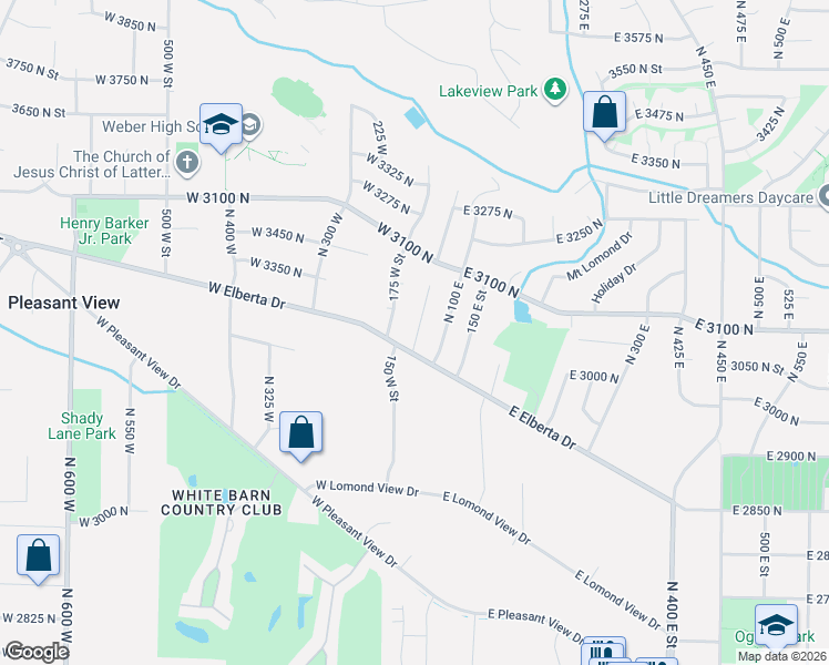 map of restaurants, bars, coffee shops, grocery stores, and more near 3042 North 100 West in Ogden
