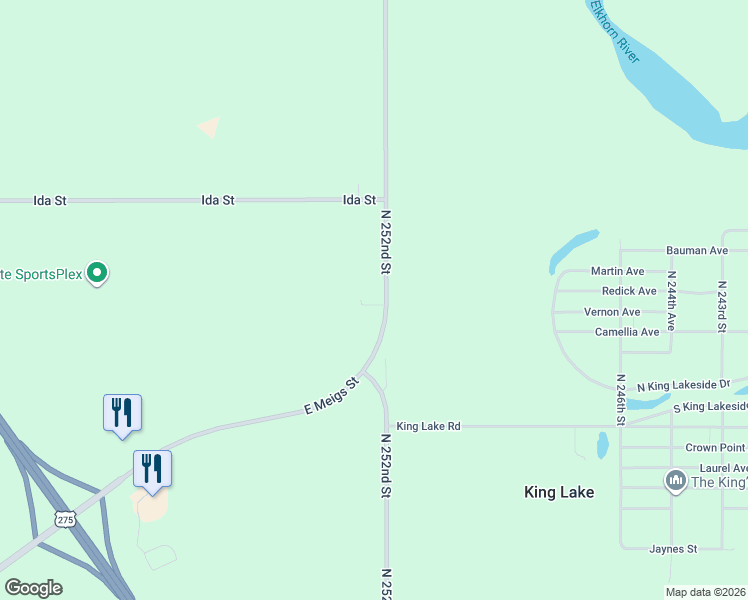 map of restaurants, bars, coffee shops, grocery stores, and more near 6556 North 252nd Street in Valley