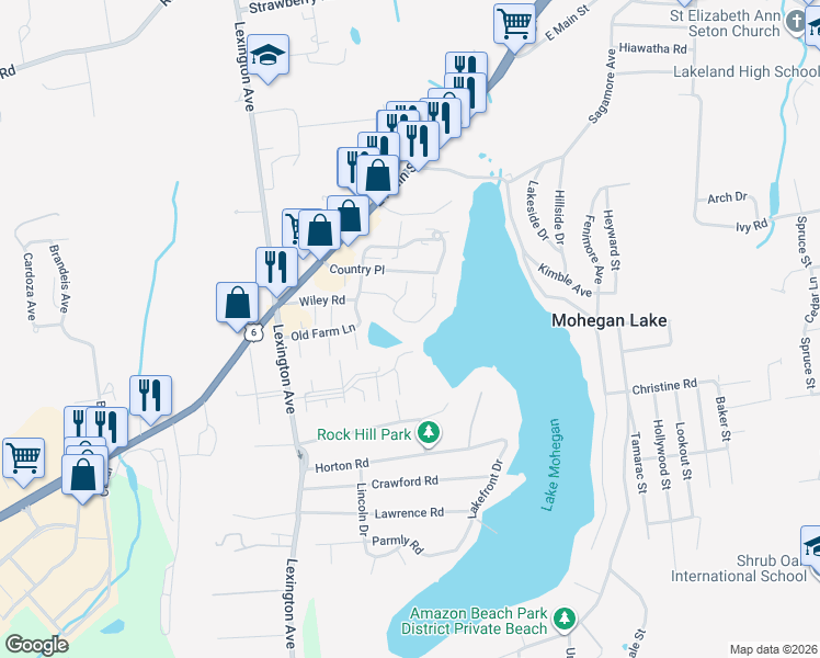 map of restaurants, bars, coffee shops, grocery stores, and more near 762 Panorama Drive in Mohegan Lake