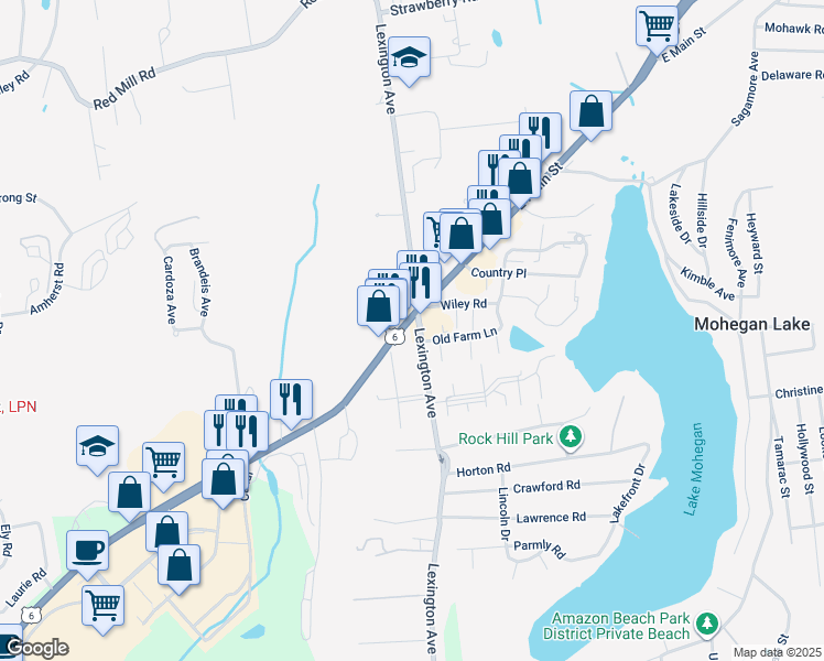 map of restaurants, bars, coffee shops, grocery stores, and more near 3263 East Main Street in Mohegan Lake