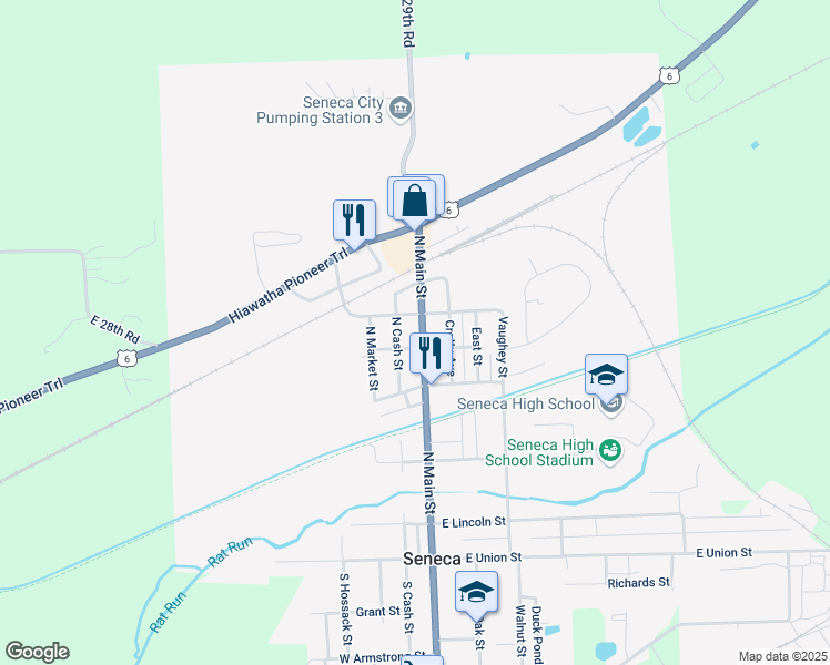 map of restaurants, bars, coffee shops, grocery stores, and more near in Seneca