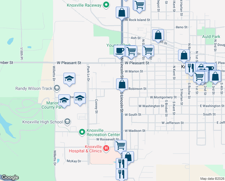 map of restaurants, bars, coffee shops, grocery stores, and more near 1206 West Robinson Street in Knoxville