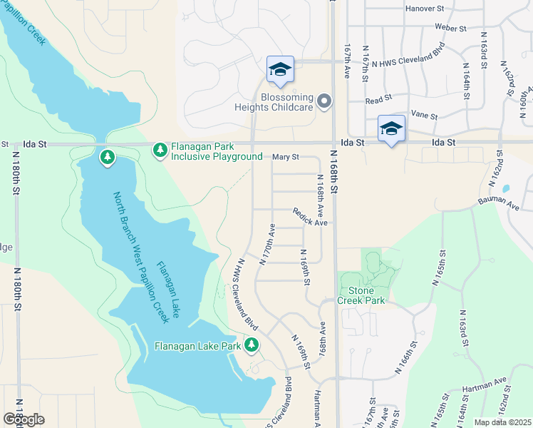 map of restaurants, bars, coffee shops, grocery stores, and more near 6344-6898 North 168th Street in Omaha