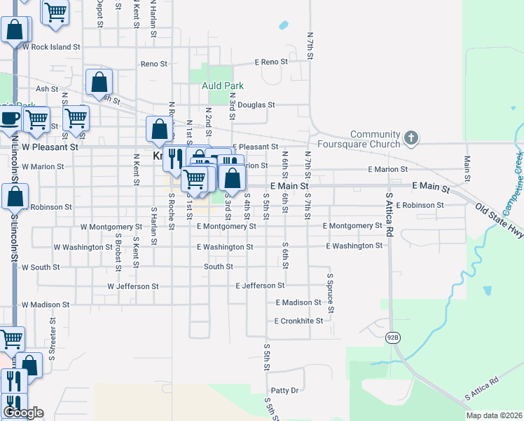 map of restaurants, bars, coffee shops, grocery stores, and more near 409 East Montgomery Street in Knoxville