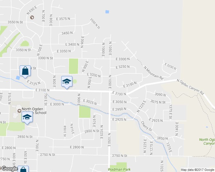 map of restaurants, bars, coffee shops, grocery stores, and more near 3129 North 1050 East in Ogden
