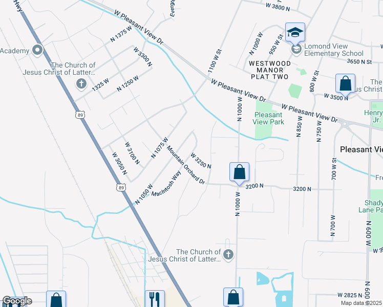 map of restaurants, bars, coffee shops, grocery stores, and more near 1167 West 3250 North in Pleasant View