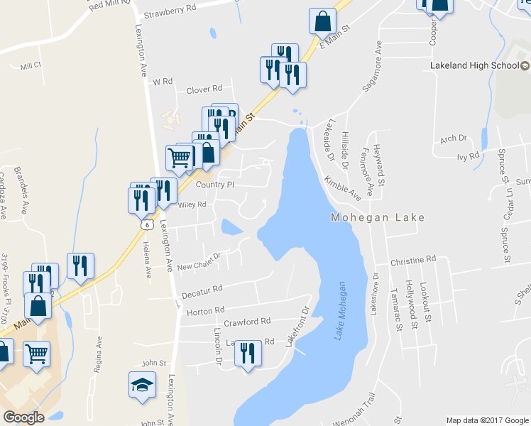 map of restaurants, bars, coffee shops, grocery stores, and more near 262 Old Farm Lane in Mohegan Lake
