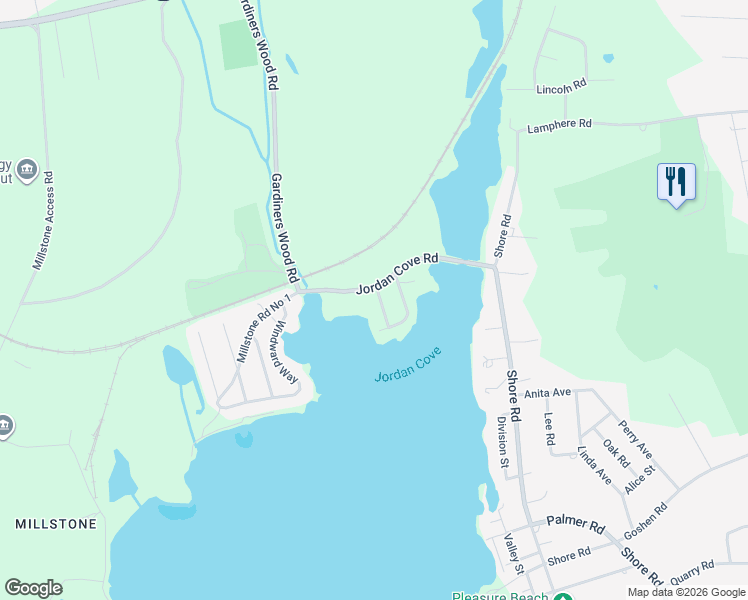 map of restaurants, bars, coffee shops, grocery stores, and more near 30 Jordan Cove Circle in Waterford