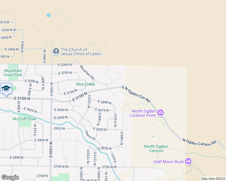 map of restaurants, bars, coffee shops, grocery stores, and more near 3246 North Mountain Road in North Ogden