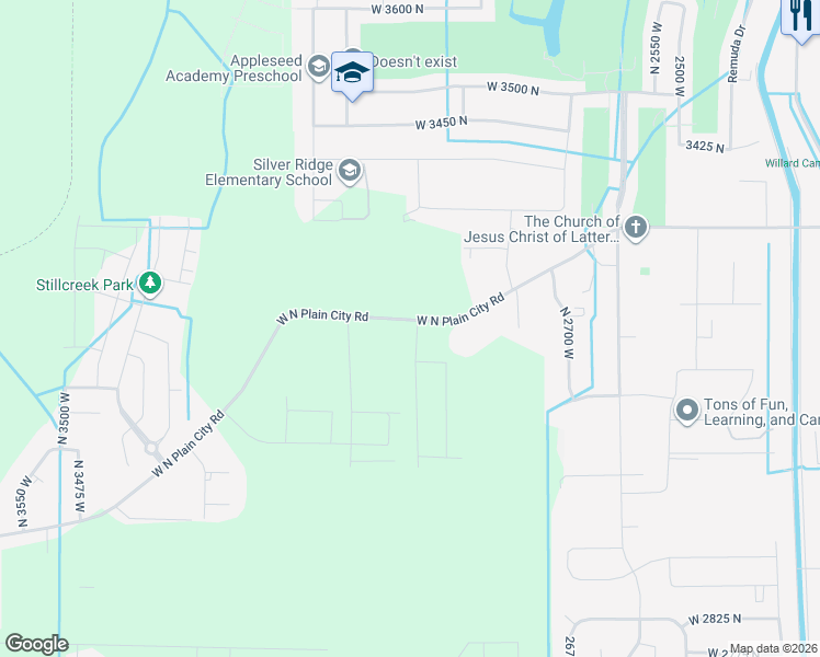 map of restaurants, bars, coffee shops, grocery stores, and more near 3261 North 2875 West in Plain City
