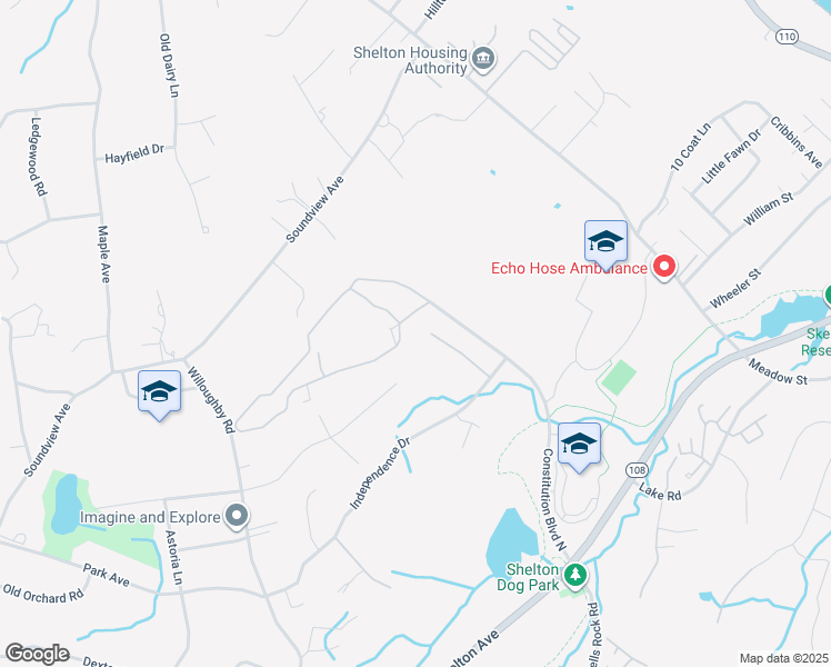 map of restaurants, bars, coffee shops, grocery stores, and more near 243 Summerfield Gardens in Shelton