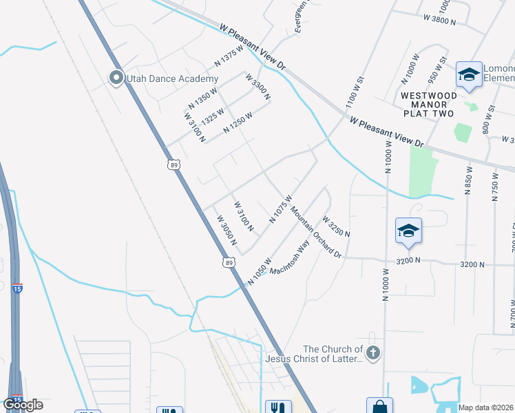 map of restaurants, bars, coffee shops, grocery stores, and more near 1091 West 3150 North in Pleasant View