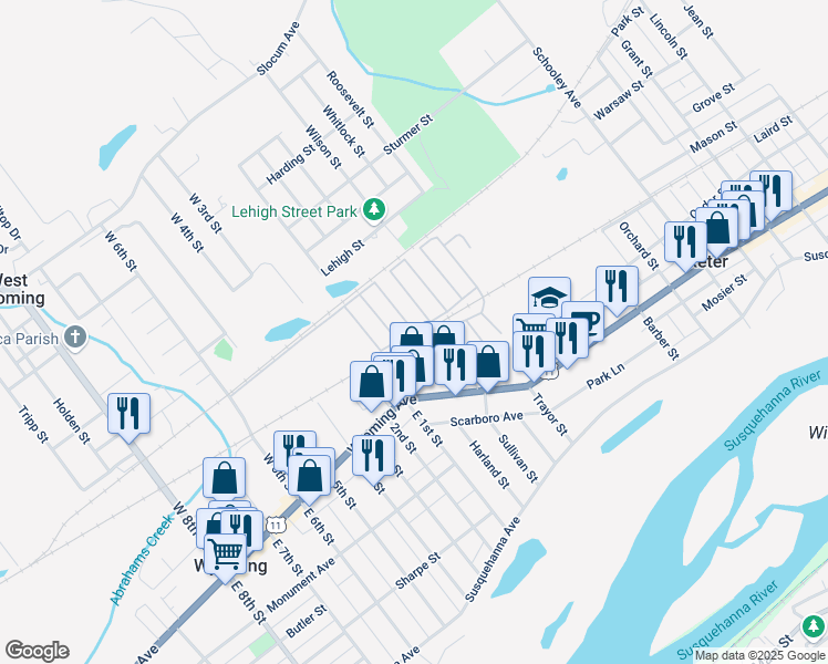 map of restaurants, bars, coffee shops, grocery stores, and more near Newport Drive in Exeter