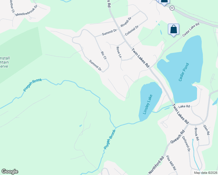 map of restaurants, bars, coffee shops, grocery stores, and more near 132 Linsley Lake Road in North Branford