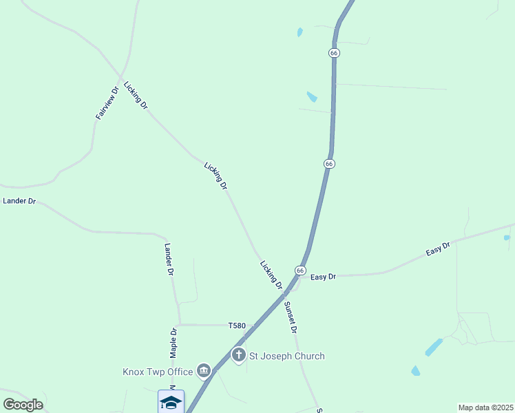 map of restaurants, bars, coffee shops, grocery stores, and more near 302 Licking Drive in Lucinda