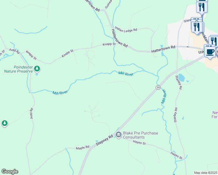 map of restaurants, bars, coffee shops, grocery stores, and more near 35 Abbey Road in Easton