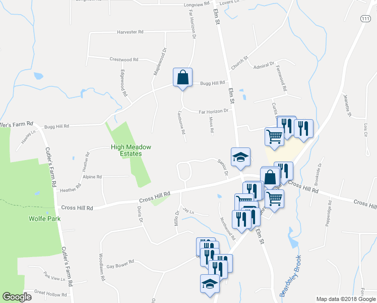 map of restaurants, bars, coffee shops, grocery stores, and more near 49 Hidden Knolls Circle in Monroe