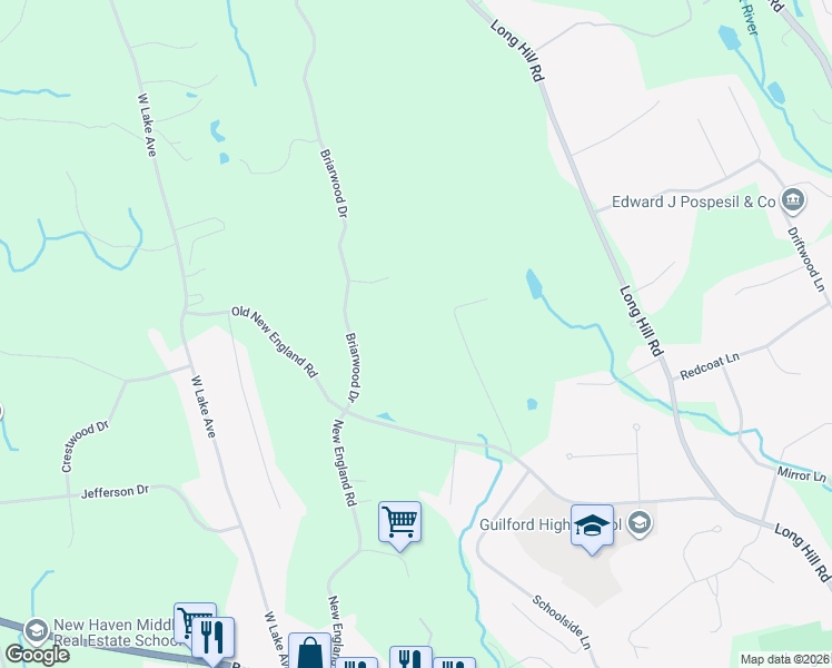map of restaurants, bars, coffee shops, grocery stores, and more near 49 Thorn Hill Road in Guilford