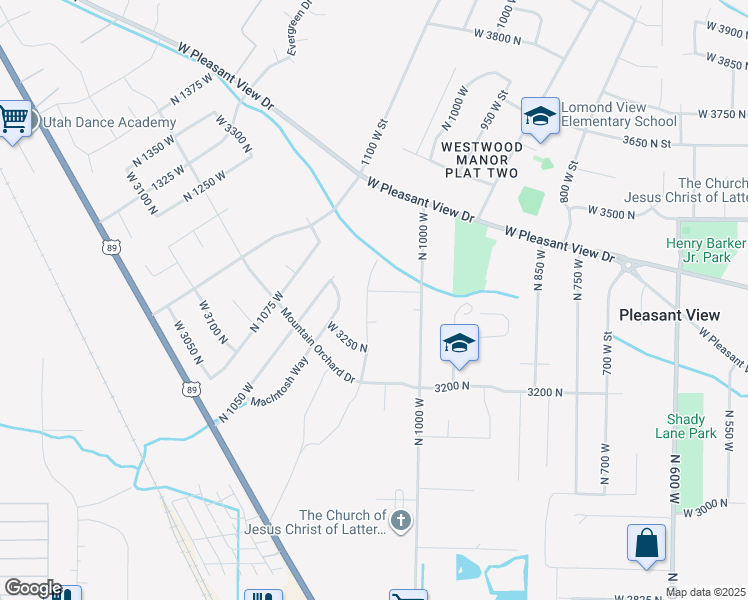 map of restaurants, bars, coffee shops, grocery stores, and more near 1023 West 3350 North in Ogden
