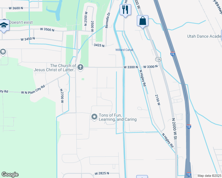 map of restaurants, bars, coffee shops, grocery stores, and more near 2405 West 3200 North in Farr West