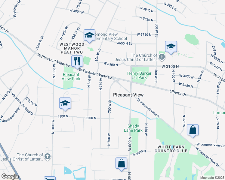 map of restaurants, bars, coffee shops, grocery stores, and more near 3366 700 West Street in Pleasant View