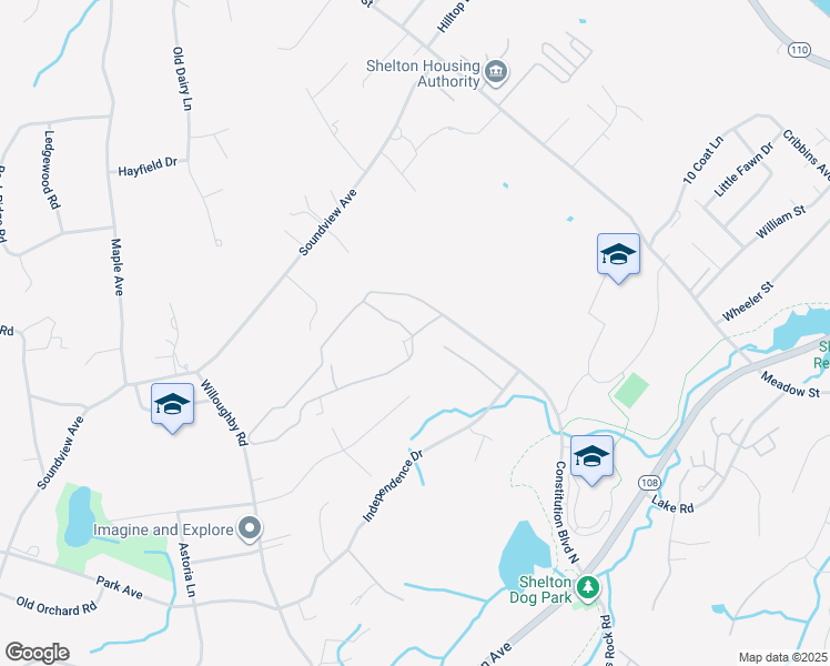 map of restaurants, bars, coffee shops, grocery stores, and more near 366 Summerfield Gardens in Shelton