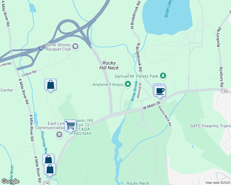 map of restaurants, bars, coffee shops, grocery stores, and more near 5 Freedom Way in East Lyme