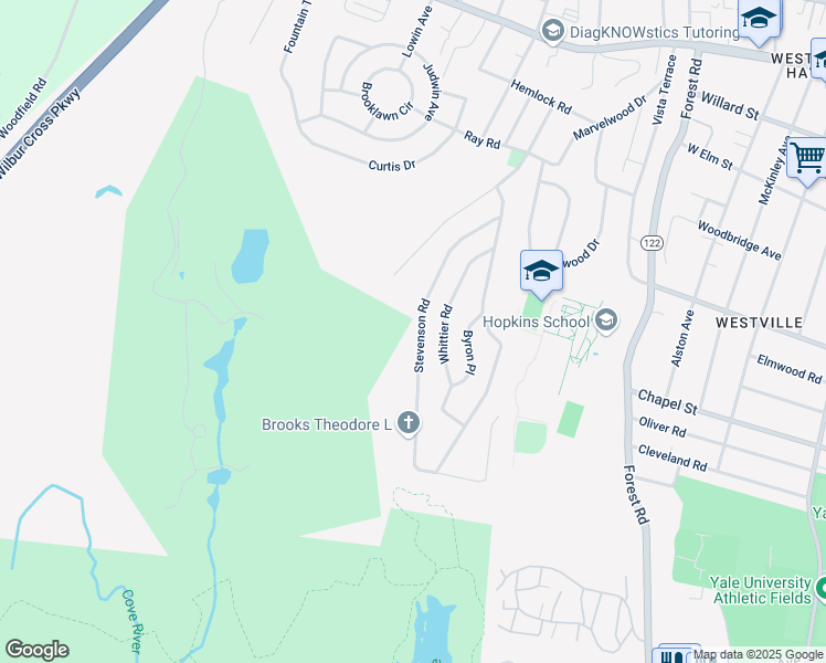 map of restaurants, bars, coffee shops, grocery stores, and more near 155 Stevenson Road in New Haven